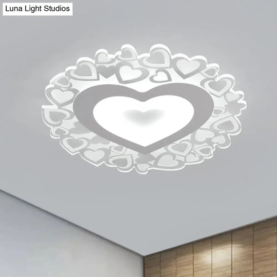 White Heart Shaped Led Flush Mount Ceiling Light For Bedroom 18’/23.5’ Dia