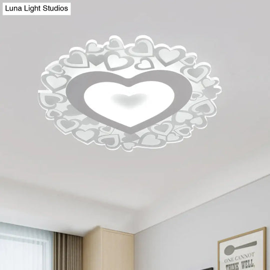 White Heart Shaped Led Flush Mount Ceiling Light For Bedroom 18’/23.5’ Dia