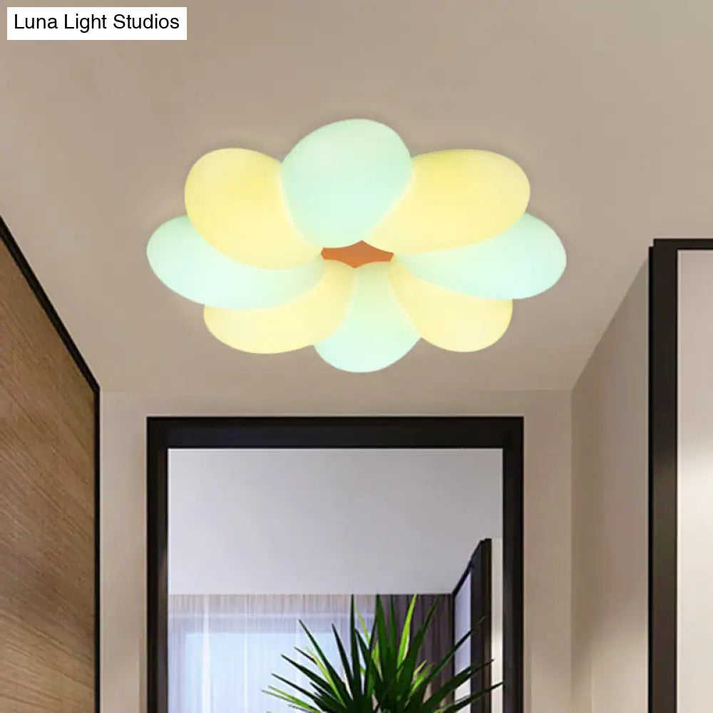 White Kids Floral Led Flush Mount Ceiling Light For Bedroom