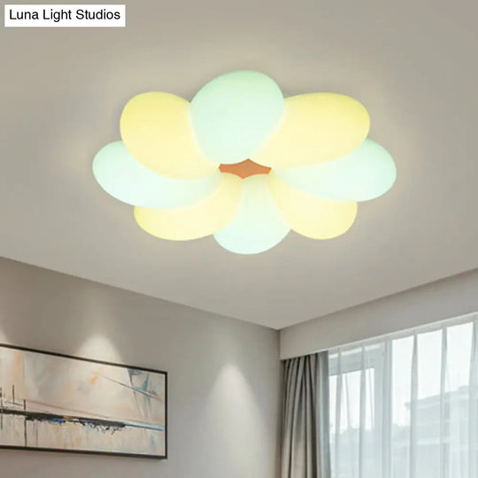 White Kids Floral Led Flush Mount Ceiling Light For Bedroom