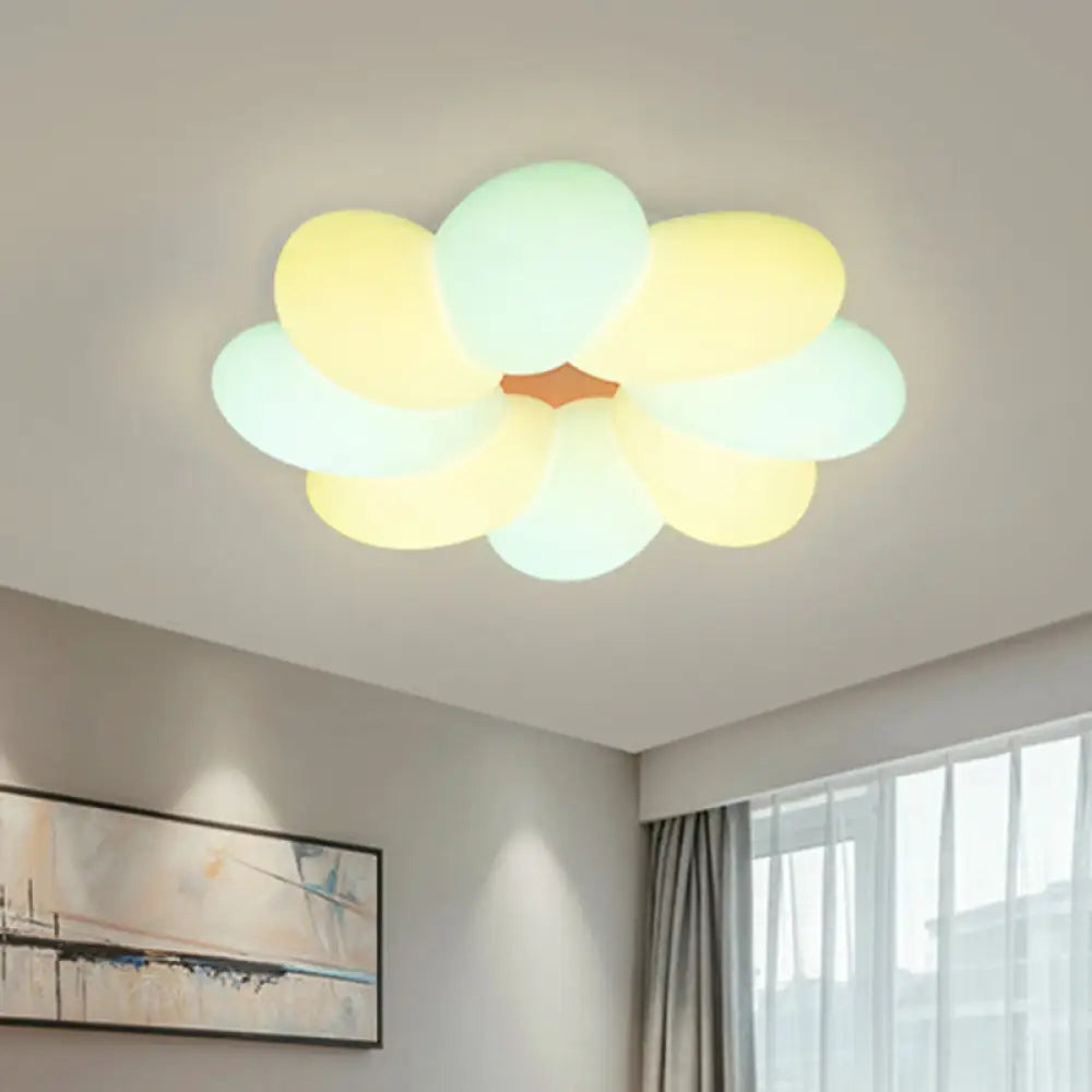 White Kids Floral Led Flush Mount Ceiling Light For Bedroom