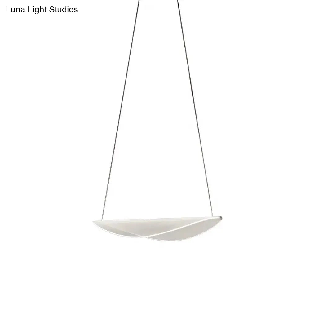 White Leaf Acrylic Pendant Light For Bedroom With Led Suspension