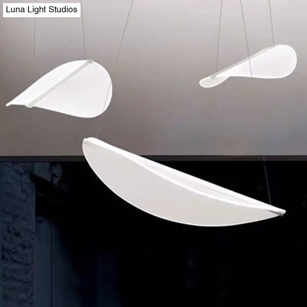 Leaf Shaped Acrylic Pendant Light: White Led Suspension Lighting For Bedrooms