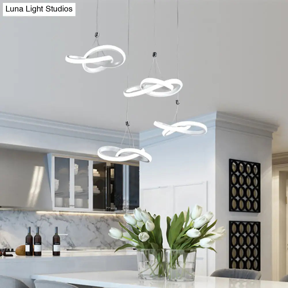 Sleek Acrylic Curve Led Chandelier Light - Seamless Hang Ceiling Lamp Simple White Design Warm/White