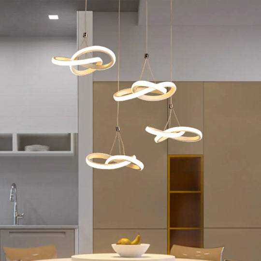 White Led Acrylic Ceiling Chandelier - Seamless Curve Design With Warm/White Light / Warm