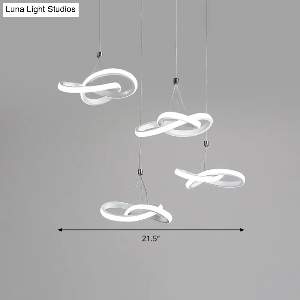 Sleek Acrylic Curve Led Chandelier Light - Seamless Hang Ceiling Lamp Simple White Design Warm/White