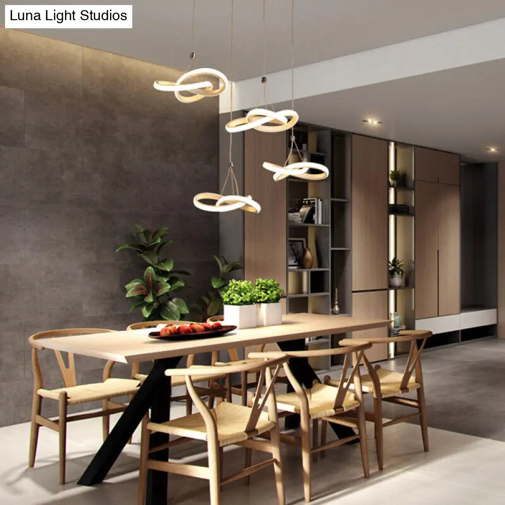 Sleek Acrylic Curve Led Chandelier Light - Seamless Hang Ceiling Lamp Simple White Design Warm/White