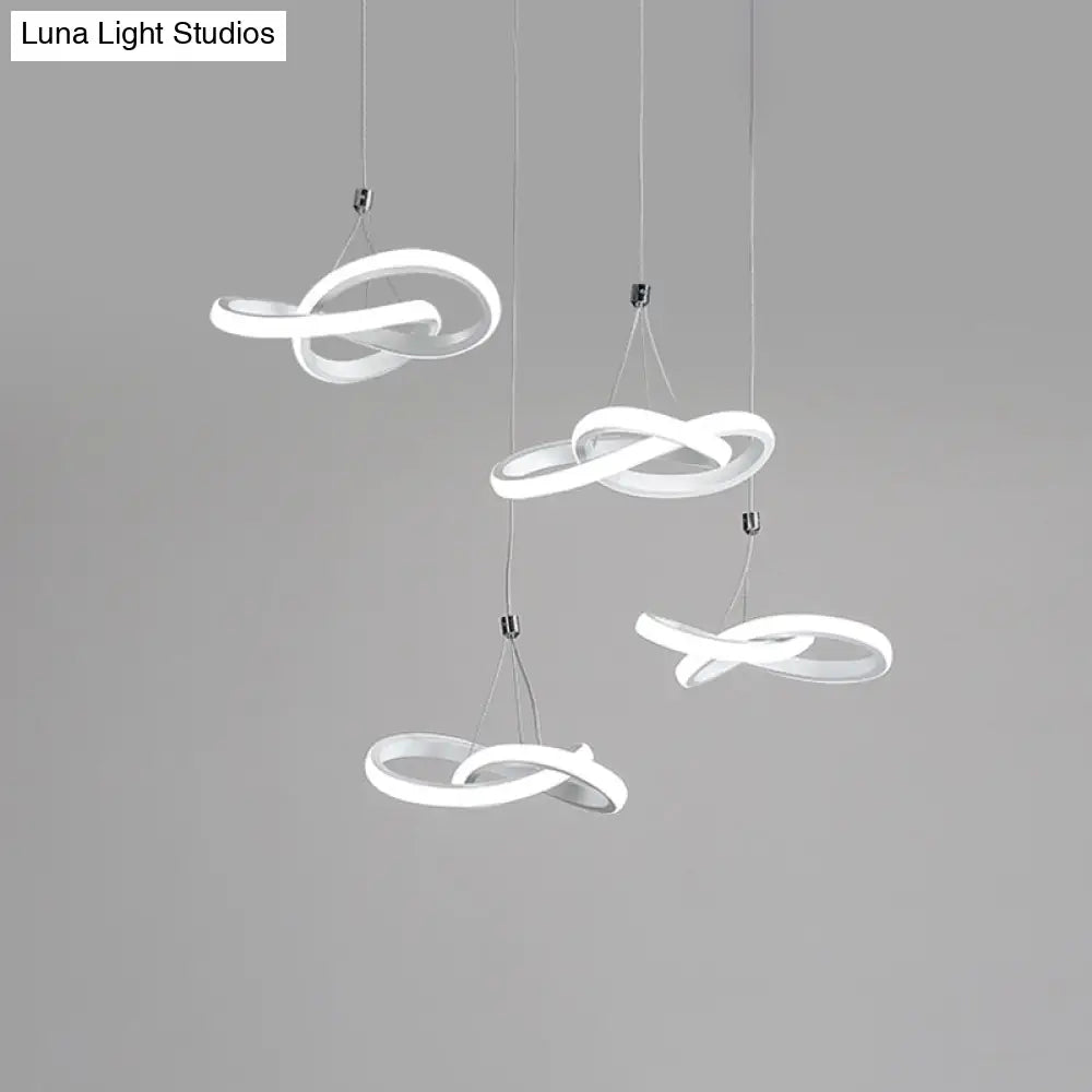 White Led Acrylic Ceiling Chandelier - Seamless Curve Design With Warm/White Light