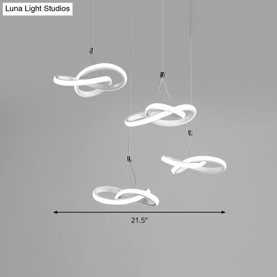 White Led Acrylic Ceiling Chandelier - Seamless Curve Design With Warm/White Light