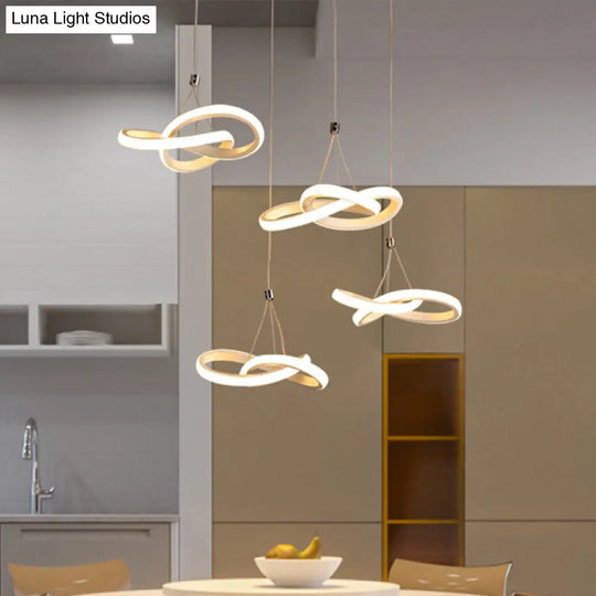 Sleek Acrylic Curve Led Chandelier Light - Seamless Hang Ceiling Lamp Simple White Design Warm/White