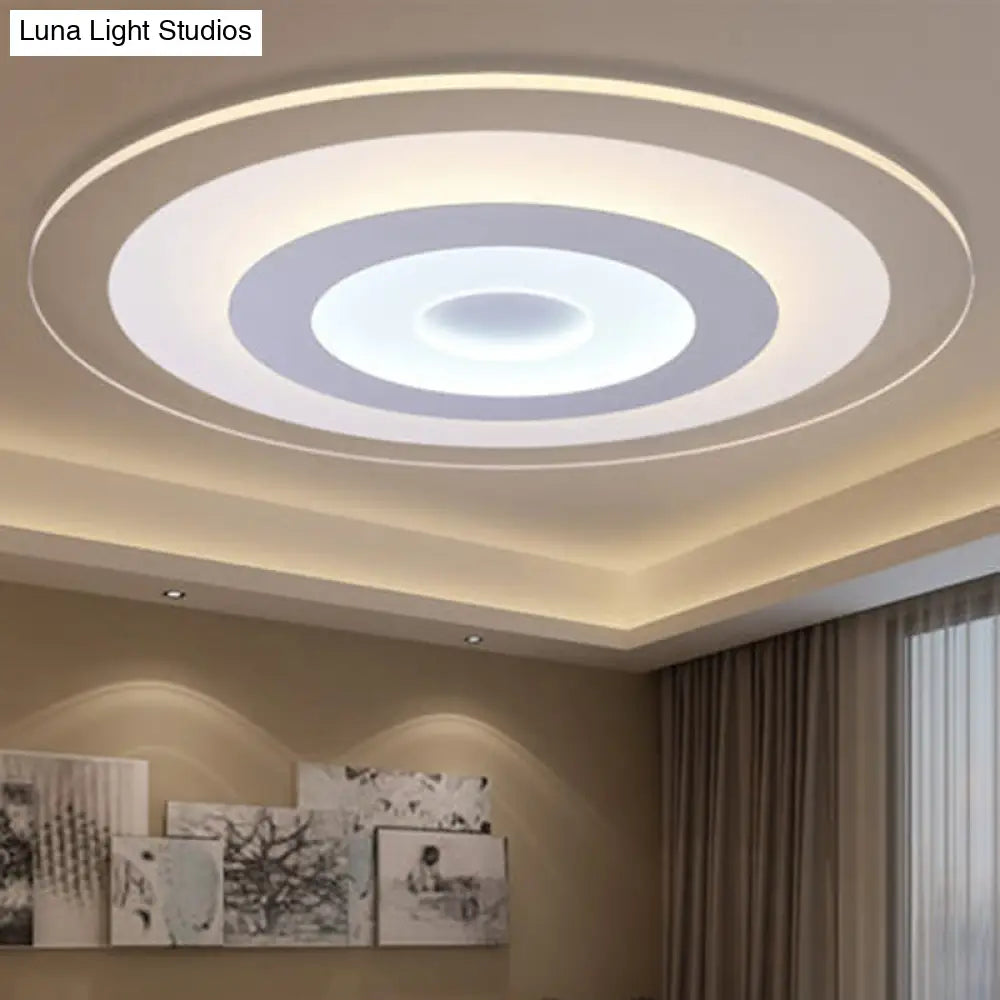 White Led Acrylic Ceiling Mounted Light - Flush Disk Shape Simple Style For Bedroom