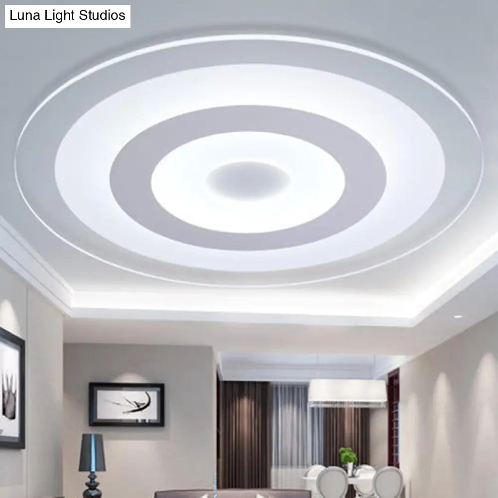 White Led Acrylic Ceiling Mounted Light - Flush Disk Shape Simple Style For Bedroom / 8 Warm