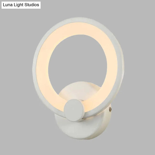 White Led Acrylic Hoop Wall Sconce - Minimalist Mounted Lamp For Corners