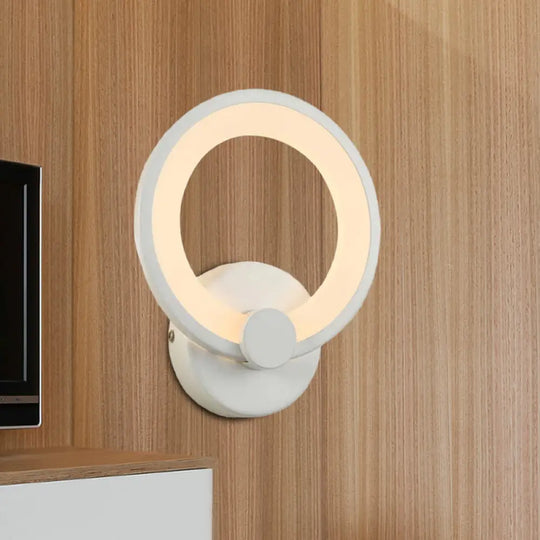 White Led Acrylic Hoop Wall Sconce - Minimalist Mounted Lamp For Corners