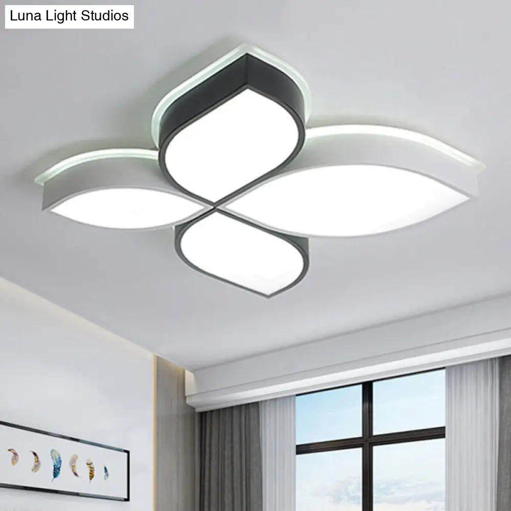 White Led Ceiling Light - Simple Style 4-Petal Acrylic Mount For Dining Room / 18