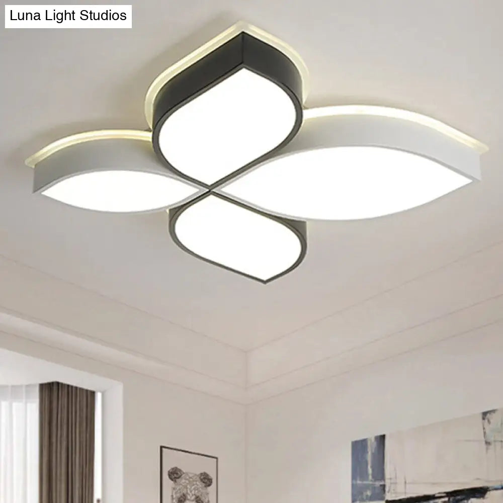 White Led Ceiling Light - Simple Style 4-Petal Acrylic Mount For Dining Room / 18 Warm