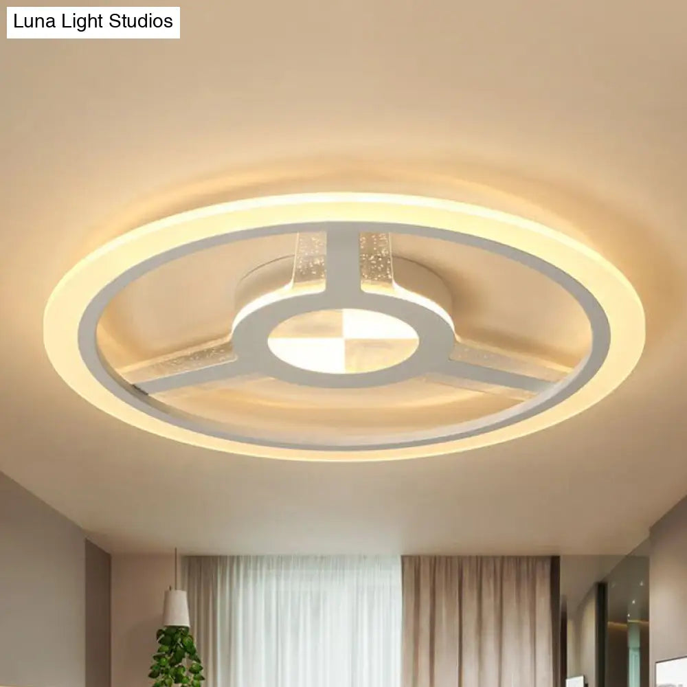 White Led Ceiling Mount Light For Kids With Steering Wheel Design - Perfect Kindergarten And Foyer