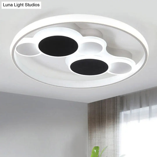 White Led Circle Flush Mount Ceiling Light For Living Room 16.5/19.5 Wide / 19.5
