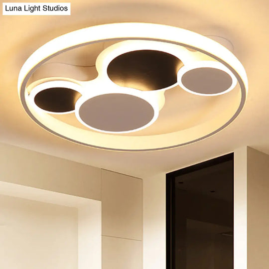 White Led Circle Flush Mount Ceiling Light For Living Room 16.5’/19.5’ Wide