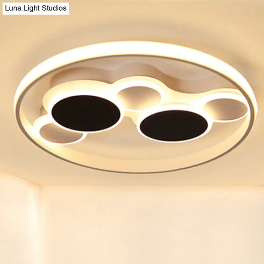 White Led Circle Flush Mount Ceiling Light For Living Room 16.5/19.5 Wide / 19.5 Warm