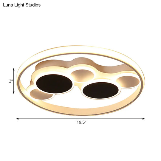 White Led Circle Flush Mount Ceiling Light For Living Room 16.5’/19.5’ Wide