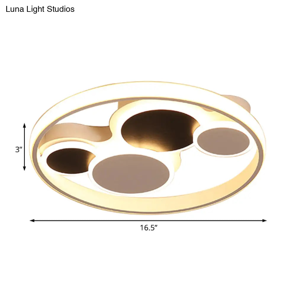 White Led Circle Flush Mount Ceiling Light For Living Room 16.5’/19.5’ Wide