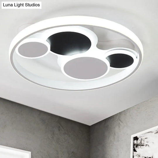 White Led Circle Flush Mount Ceiling Light For Living Room 16.5/19.5 Wide