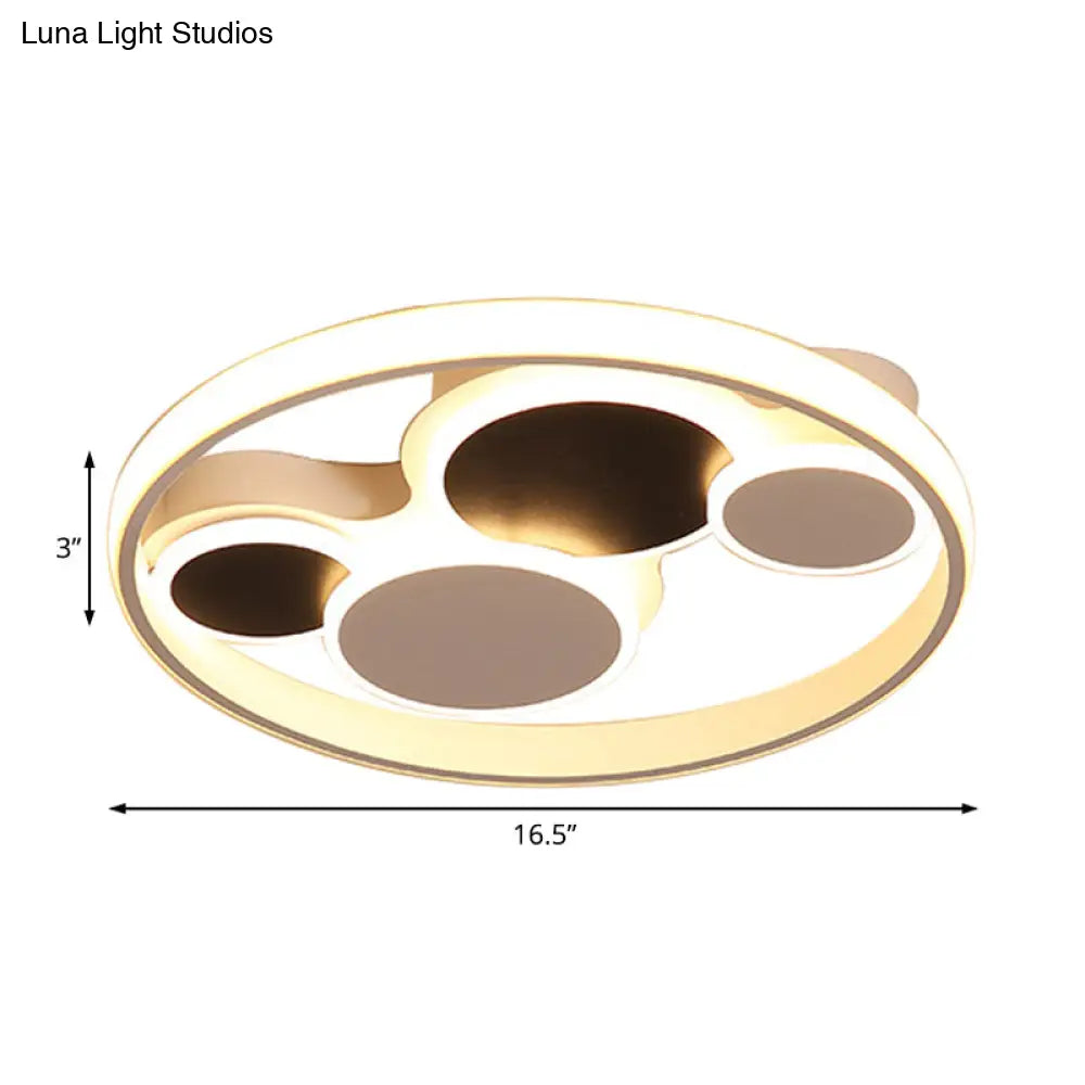 White Led Circle Flush Mount Ceiling Light For Living Room 16.5/19.5 Wide