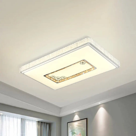 White Led Crystal Block Ceiling Lamp With Remote Control Dimming - Simple & Elegant / 3 Color