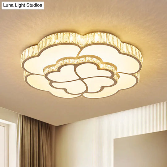 White Led Crystal Ceiling Light With Clover Design For Modern Bedrooms