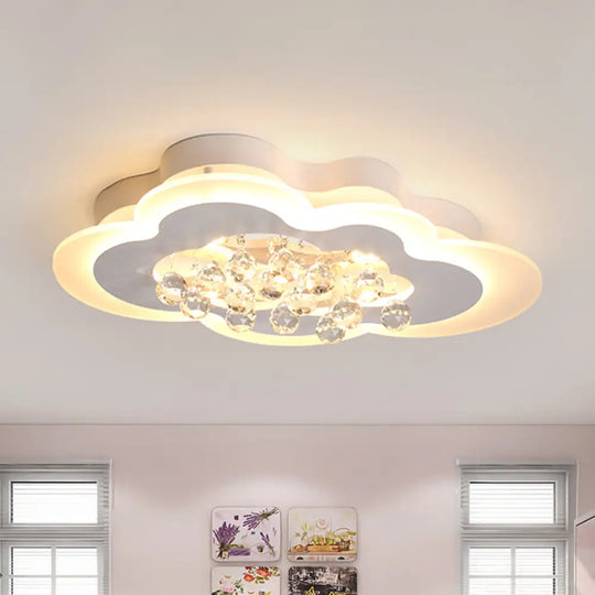 White Led Crystal Cloud Ceiling Lamp - Warm/White Light Minimalist Design 21.5’/25.5’ Wide /