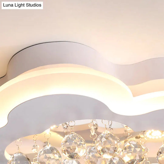 White Led Crystal Cloud Ceiling Lamp - Warm/White Light Minimalist Design 21.5’/25.5’ Wide