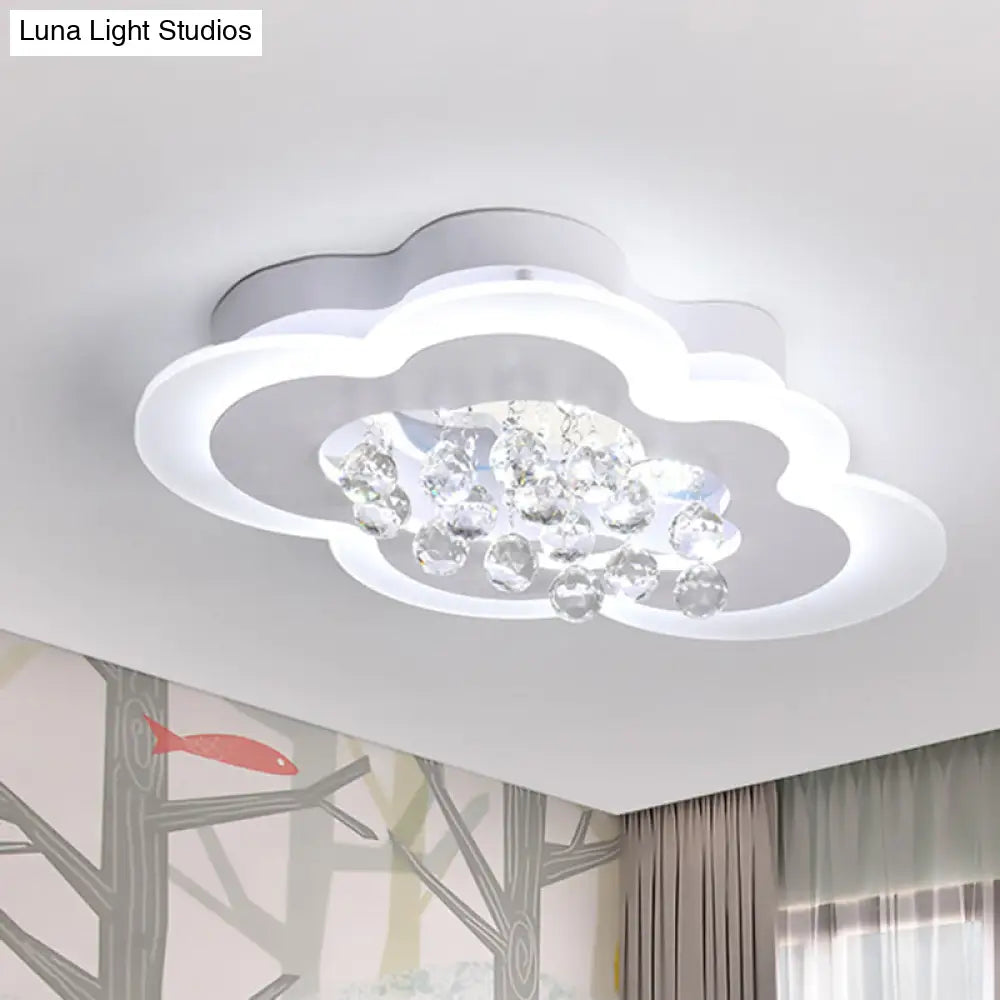 White Led Crystal Cloud Ceiling Lamp - Warm/White Light Minimalist Design 21.5/25.5 Wide / 21.5