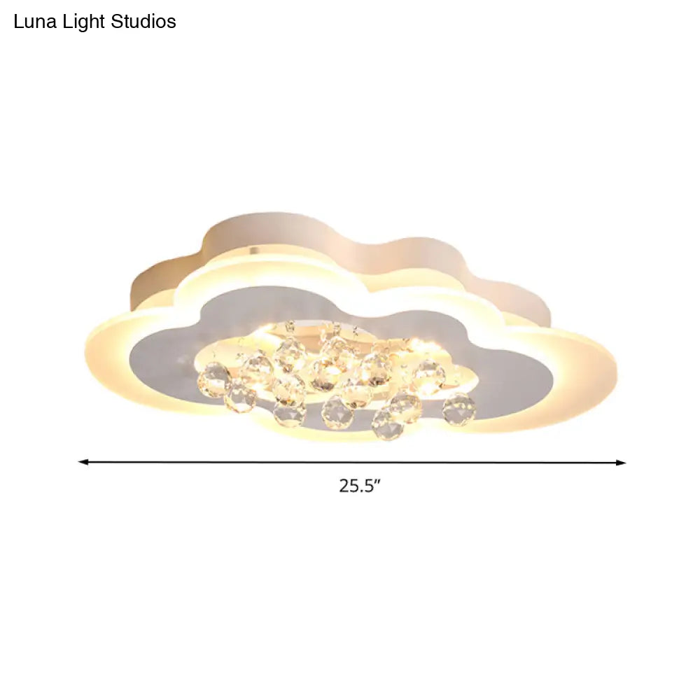 White Led Crystal Cloud Ceiling Lamp - Warm/White Light Minimalist Design 21.5’/25.5’ Wide