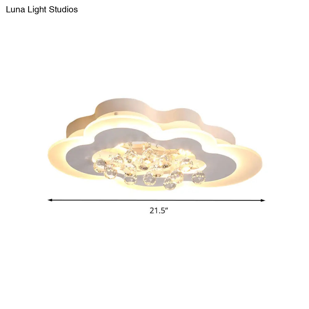 White Led Crystal Cloud Ceiling Lamp - Warm/White Light Minimalist Design 21.5/25.5 Wide