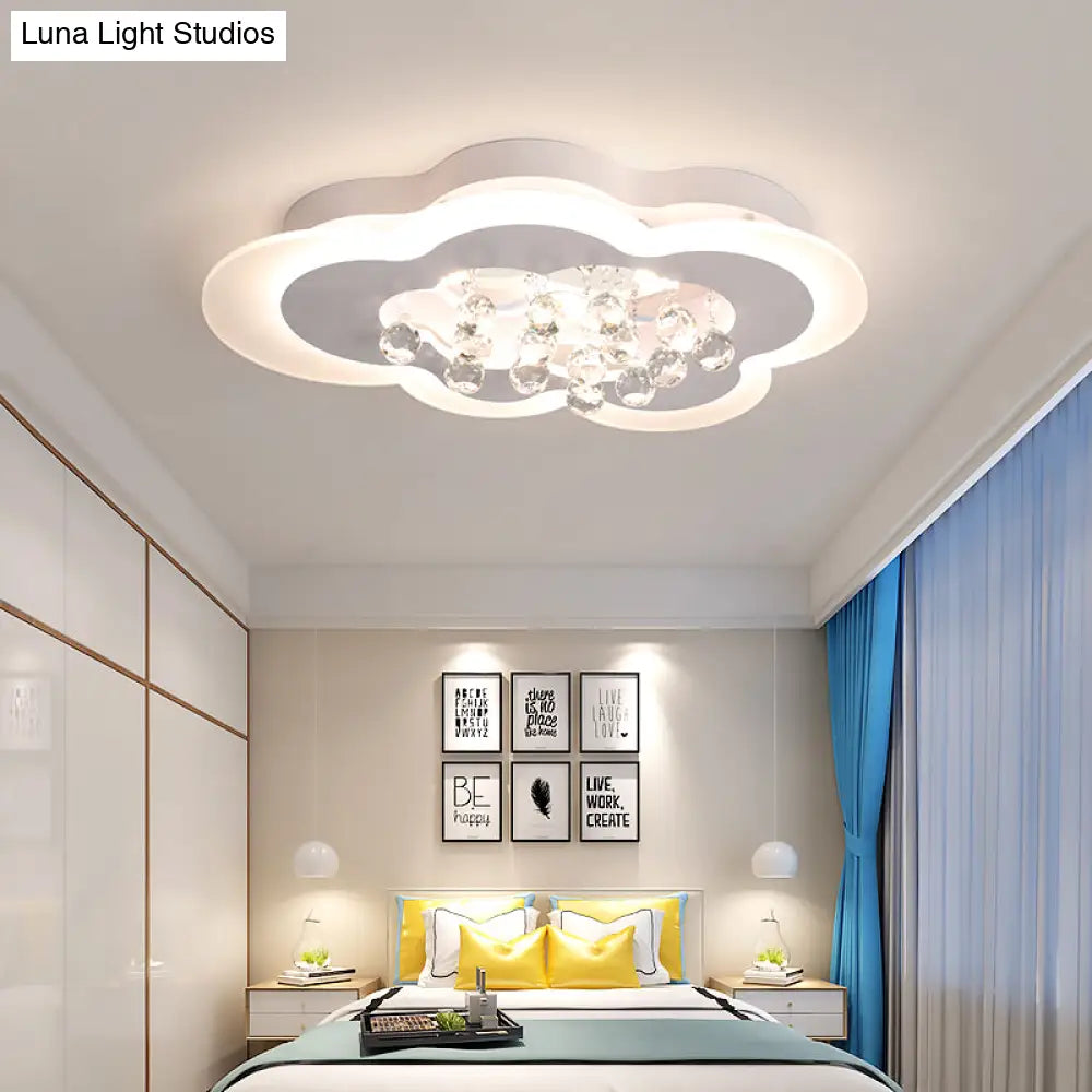 White Led Crystal Cloud Ceiling Lamp - Warm/White Light Minimalist Design 21.5/25.5 Wide