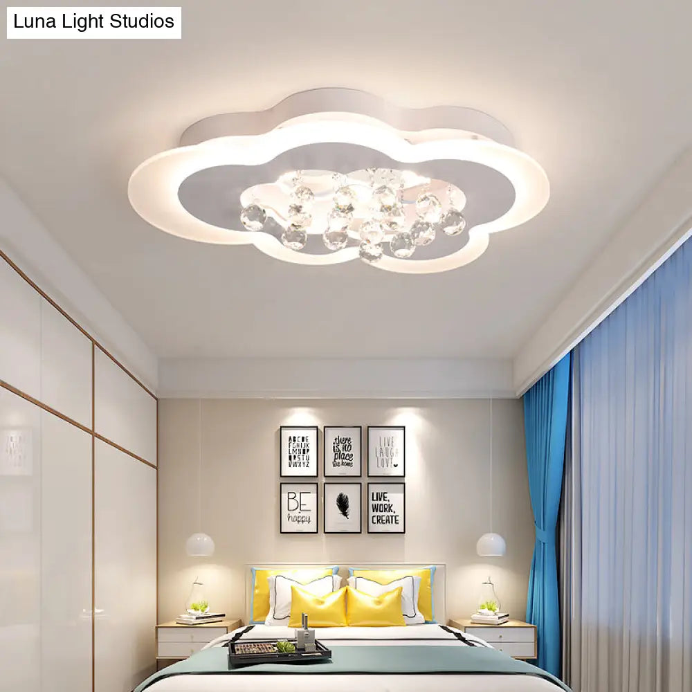 White Led Crystal Cloud Ceiling Lamp - Warm/White Light Minimalist Design 21.5’/25.5’ Wide