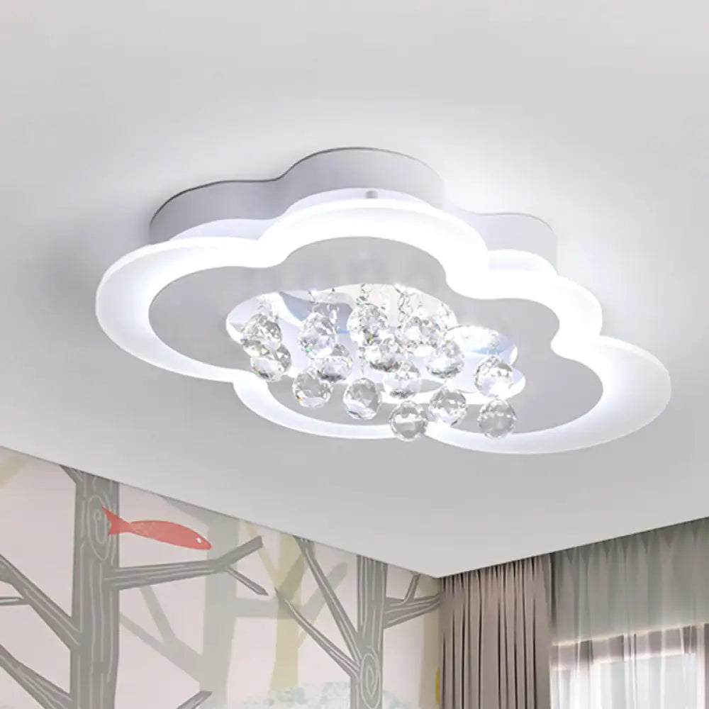 White Led Crystal Cloud Ceiling Lamp - Warm/White Light Minimalist Design 21.5’/25.5’ Wide / 21.5’