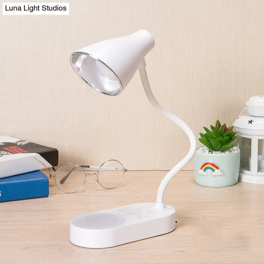 White Led Desk Lamp With 5-Level Dimmer Touch Sensor Usb Charging - Perfect For Studying