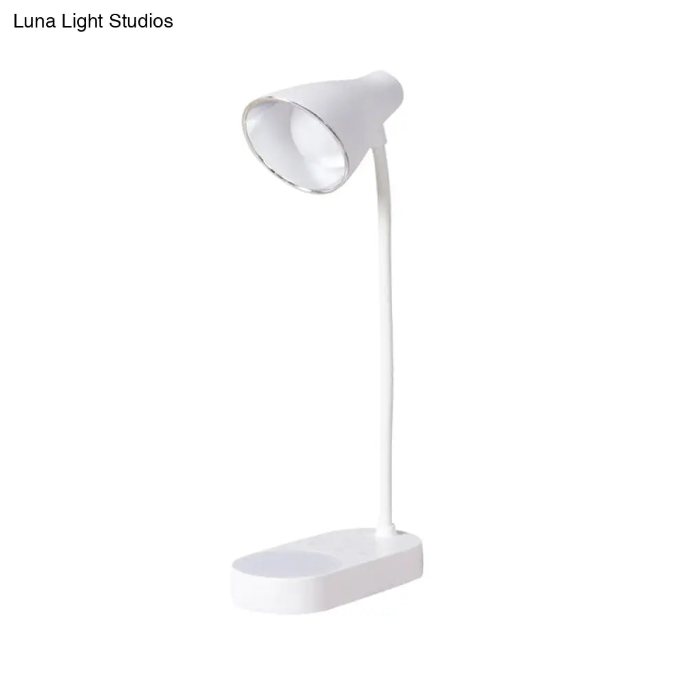 White Led Desk Lamp With 5-Level Dimmer Touch Sensor Usb Charging - Perfect For Studying