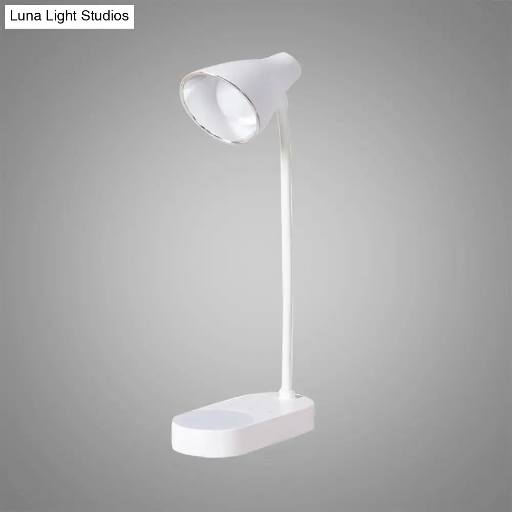 White Led Desk Lamp With 5-Level Dimmer Touch Sensor Usb Charging - Perfect For Studying