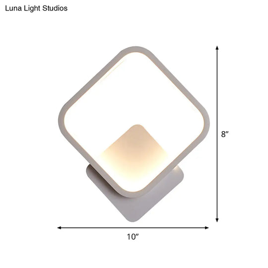 White Led Fillet Square Ring Acrylic Sconce Light - Wall Mounted Lamp In Warm/White 10/12 Wide