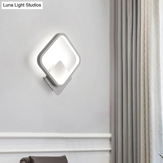 White Led Fillet Square Ring Acrylic Sconce Light - Wall Mounted Lamp In Warm/White 10/12 Wide