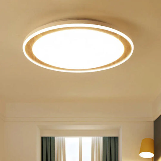 White Led Flush Ceiling Light - Modern & Simple Acrylic Lamp For Study Room Kitchen / 12’ Warm
