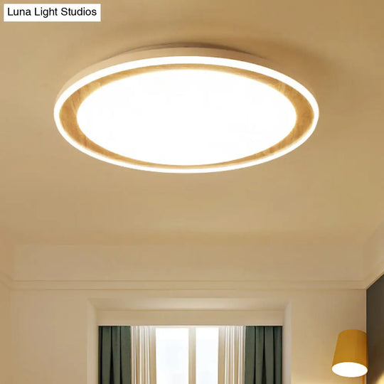 White Led Flush Ceiling Light - Modern & Simple Acrylic Lamp For Study Room Kitchen / 12 Warm
