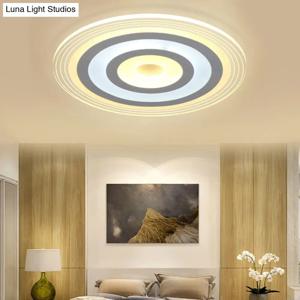 White Led Flush Ceiling Light With Simple Acrylic Style Ideal For Living Rooms Clear