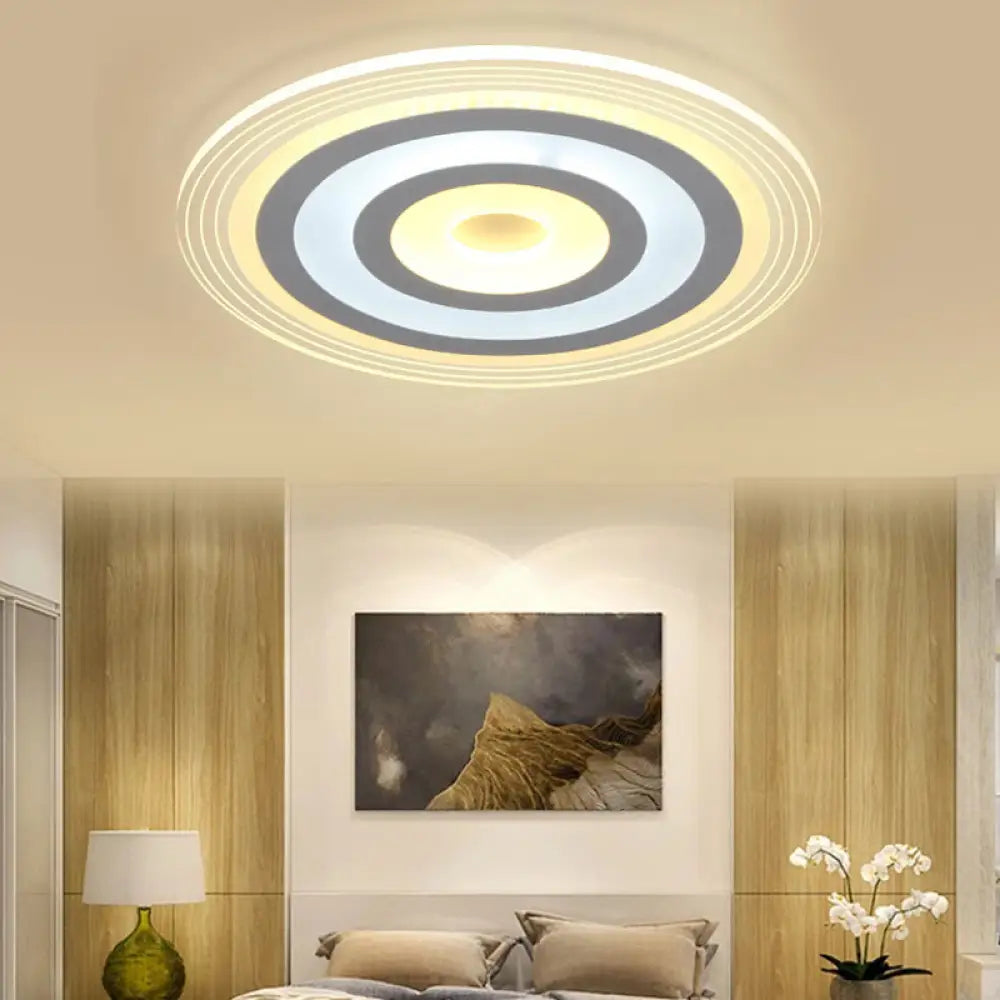 White Led Flush Ceiling Light With Simple Acrylic Style – Ideal For Living Rooms Clear