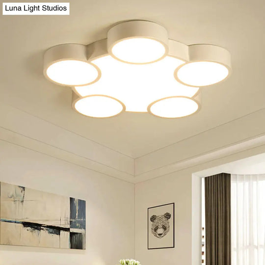 White Led Flush Mount Ceiling Lamp For Kindergarten With Simple Acrylic Design 5 /