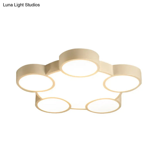 White Led Flush Mount Ceiling Lamp For Kindergarten With Simple Acrylic Design