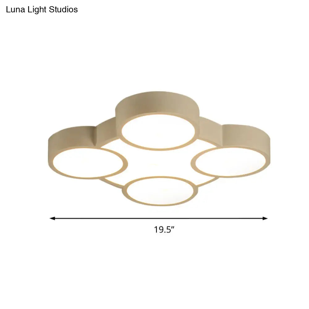 White Led Flush Mount Ceiling Lamp For Kindergarten With Simple Acrylic Design